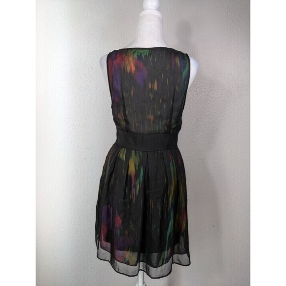 Pins & Needles Anthropologie Black Sheer V Neck Shift Dress Size 4 - Picture 3 of 7